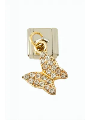 Kelebek Sallatılı Çelik Charm