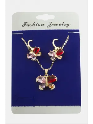 Kelebek Zirkon Taşlı Set Kolye