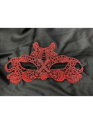 Kırmızı Dantel Masquerade Maskesi Çift Taraflı 10 No