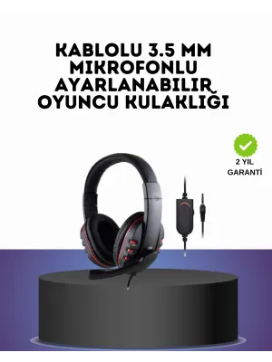 Kırmızı Gaming Headset Mikrofonlu Sağlam Kablolu Konforlu