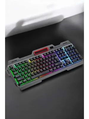 Led Işıklı Oyuncu Klavye Usb Girişli Rgb Işıklı Q Klavye Mouse Hediyeli