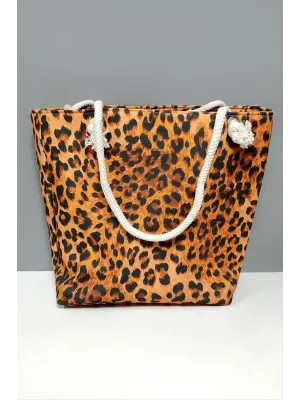 Leopar Desenli Plaj Çantası
