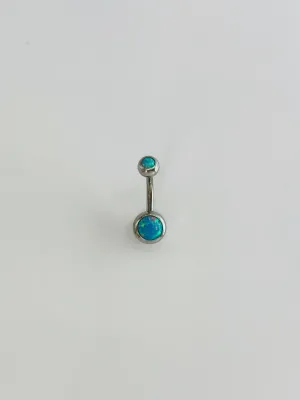 Mavi Opal Taş Detaylı Göbek Piercing - Pg0108