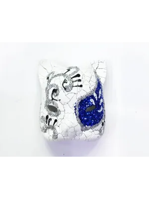 Mavi Renk İşlemeli Seramik Malzemeden İmal Venedik Kedi Model Magnet