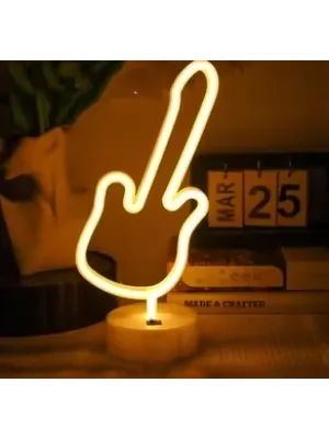 Neon Gitar Masa Lambası Pil+usb