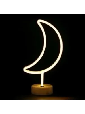 Neon Işıklı Ay Masa Gece Lambası Pil+usb