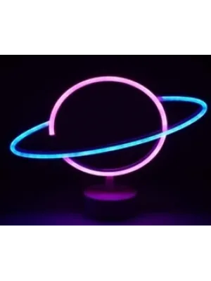 Neon Işıklı Satürn Lamba Pil+usb Mz-503