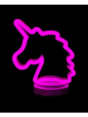 Neon Işıklı Unicorn Masa Gece Lambası Pil+usb