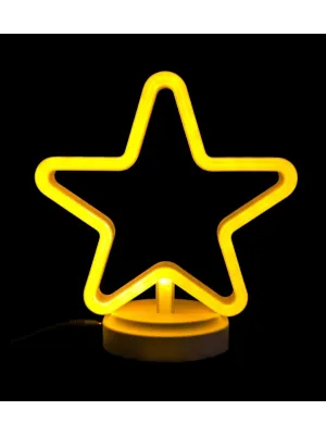 Neon Işıklı Yıldız Masa Gece Lambası Pil+usb