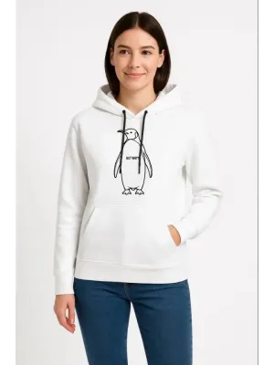 Nihilist Penguen Özel Tasarım Oversize Kapüşonlu Sweatshirt - Beyaz