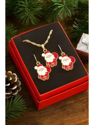 Noel Baba Yılbaşı Kutulu Zincir Kolye Set