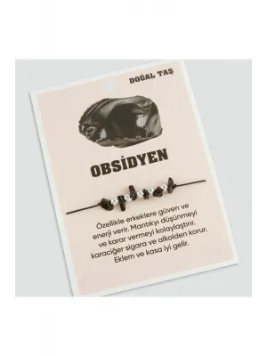 Obsidyen Doğaltaşlı İp Bileklik