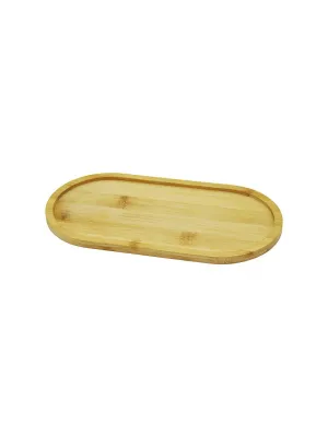 Oval Ahşap Bambu Yağdanlık Altlık 12x23cm