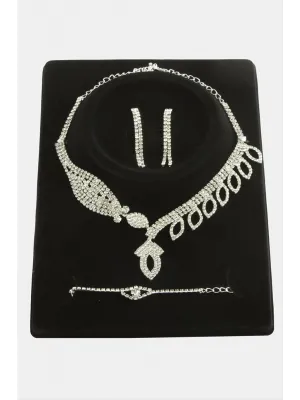 Oval Taşlı Lüks Set Kolye