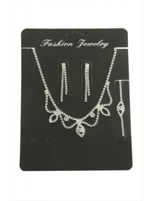 Oval Taşlı Set Kolye