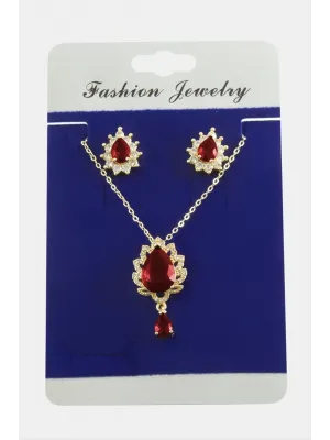 Oval Zirkon Taşlı Set Kolye