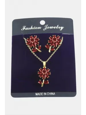 Papatya Zirkon Taşlı Set Kolye