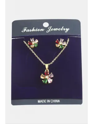 Papatya Zirkon Taşlı Set Kolye
