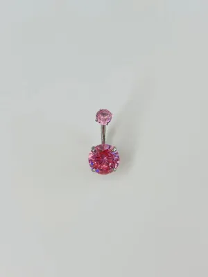 Pembe Taşlı Göbek Piercing - Pg0037