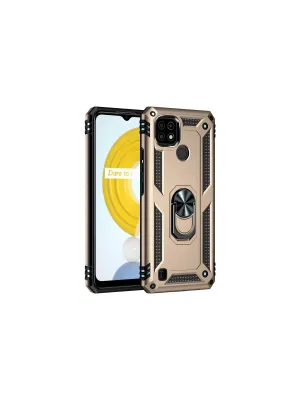 Realme C21 Kılıf Sofya Yüzüklü Silikon Kapak - Gold