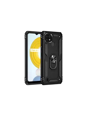 Realme C21 Kılıf Sofya Yüzüklü Silikon Kapak - Siyah