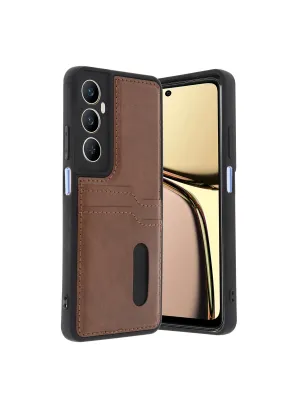 Realme C65 Sara Kartvizitli Deri Kılıf - Taba