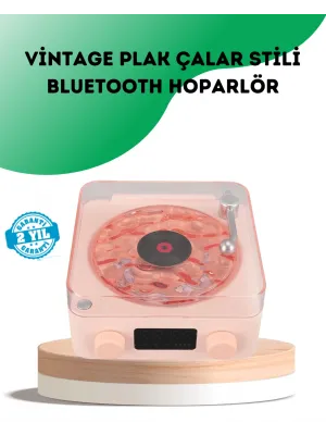 Retro Bluetooth Hoparlör – Kristal Ses, Gece Lambası, Saatli Tasarım