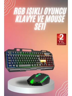 Rgb Işıklı Gaming Oyuncu Klavye Q Klavye Mouse Hediyeli