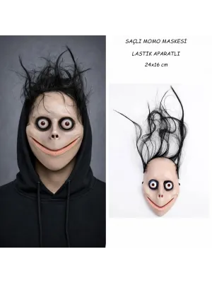 Saçlı Momo Korku Maskesi 24x16 Cm