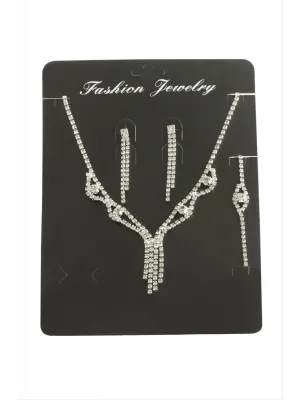 Sallantılı Taşlı Set Kolye