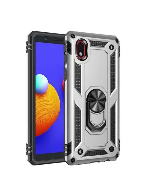 Samsung Galaxy A01 Core Kılıf Sofya Yüzüklü Silikon Kapak - Gümüş
