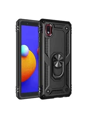 Samsung Galaxy A01 Core Kılıf Sofya Yüzüklü Silikon Kapak - Siyah