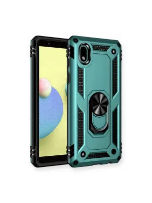 Samsung Galaxy A01 Core Kılıf Sofya Yüzüklü Silikon Kapak - Yeşil