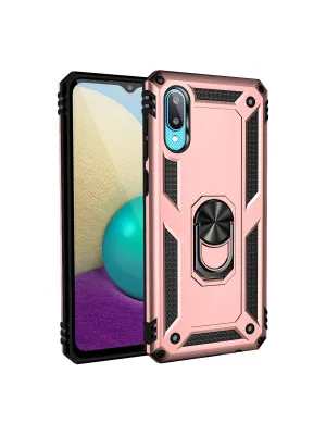 Samsung Galaxy A02 Kılıf Sofya Yüzüklü Silikon Kapak - Rose
