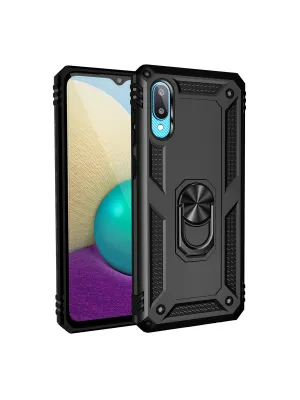 Samsung Galaxy A02 Kılıf Sofya Yüzüklü Silikon Kapak - Siyah