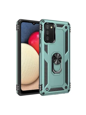 Samsung Galaxy A02s Kılıf Sofya Yüzüklü Silikon Kapak - Yeşil