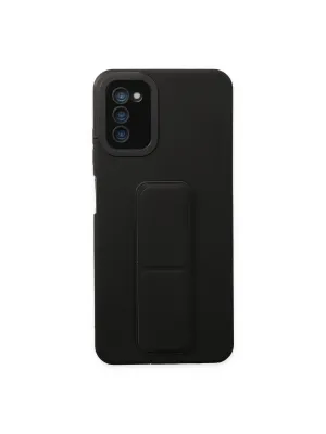 Samsung Galaxy A03s Kılıf Mega Standlı Silikon - Siyah