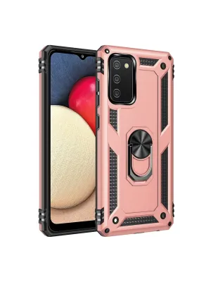 Samsung Galaxy A03s Kılıf Sofya Yüzüklü Silikon Kapak - Rose