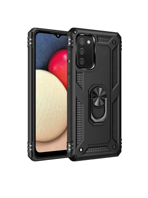 Samsung Galaxy A03s Kılıf Sofya Yüzüklü Silikon Kapak - Siyah