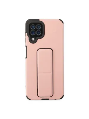 Samsung Galaxy A22 Kılıf Mega Standlı Silikon - Pudra