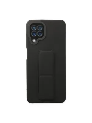 Samsung Galaxy A22 Kılıf Mega Standlı Silikon - Siyah