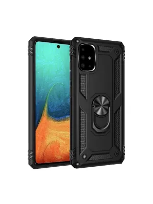 Samsung Galaxy A71 Kılıf Sofya Yüzüklü Silikon Kapak - Siyah