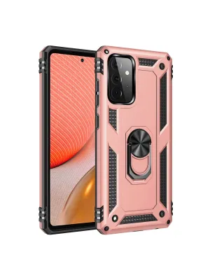 Samsung Galaxy A72 Kılıf Sofya Yüzüklü Silikon Kapak - Rose