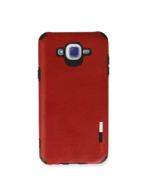 Samsung Galaxy J7 Kılıf Loop Deri Silikon - Kırmızı