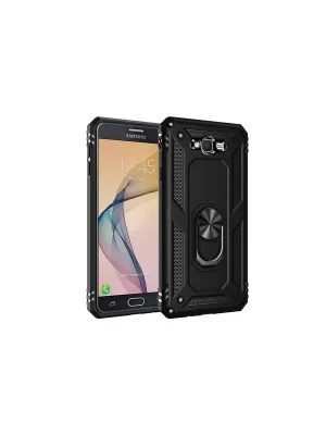 Samsung Galaxy J7 Kılıf Sofya Yüzüklü Silikon Kapak - Siyah