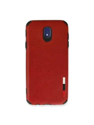 Samsung Galaxy J7 Pro / J730 Kılıf Loop Deri Silikon - Kırmızı