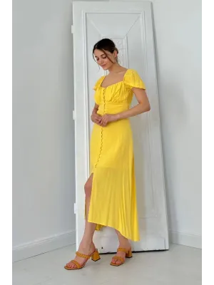 Sarı Prenses Yaka Elbise