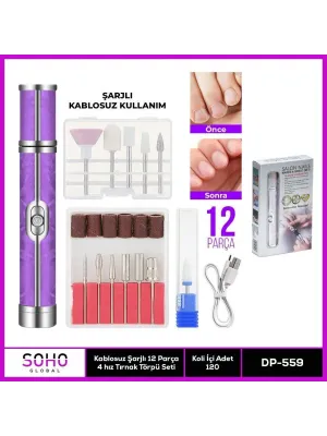 Şarjlı 12 Başlıklı Manikür Seti