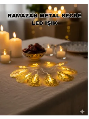 Secde Eden Adam Figürlü Ay Tasarımlı Ramazan Led Işık