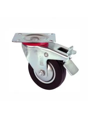 Servis Tekeri - Tablalı Frenli Siyah Döner - Çap 80 Mm